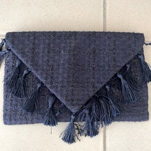 Navy clutch with tassels